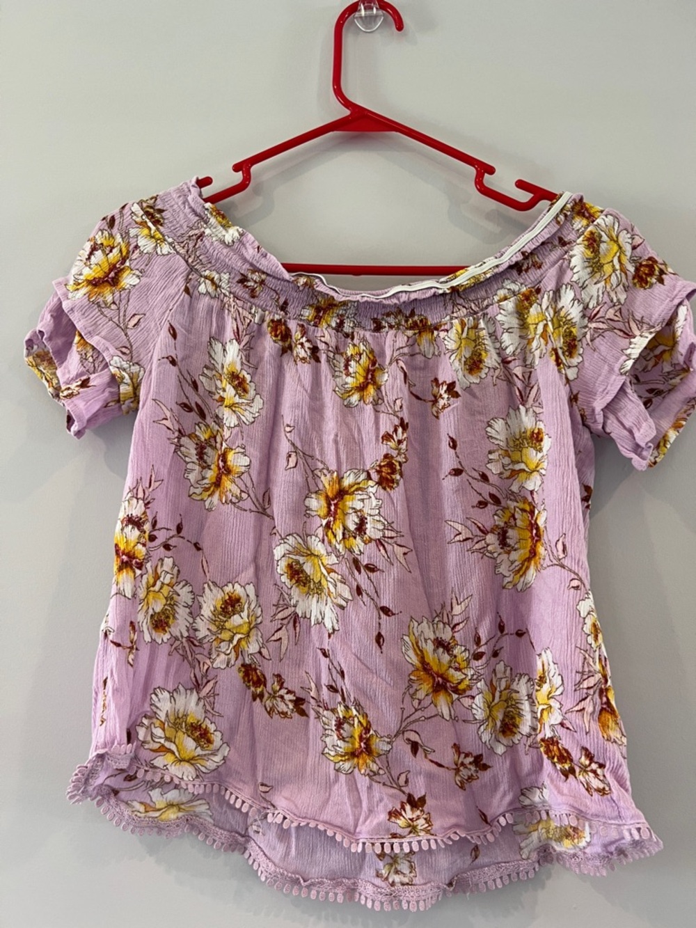 Rewind Lavender Floral Off-the-Shoulder Blouse - Picture 3 of 3